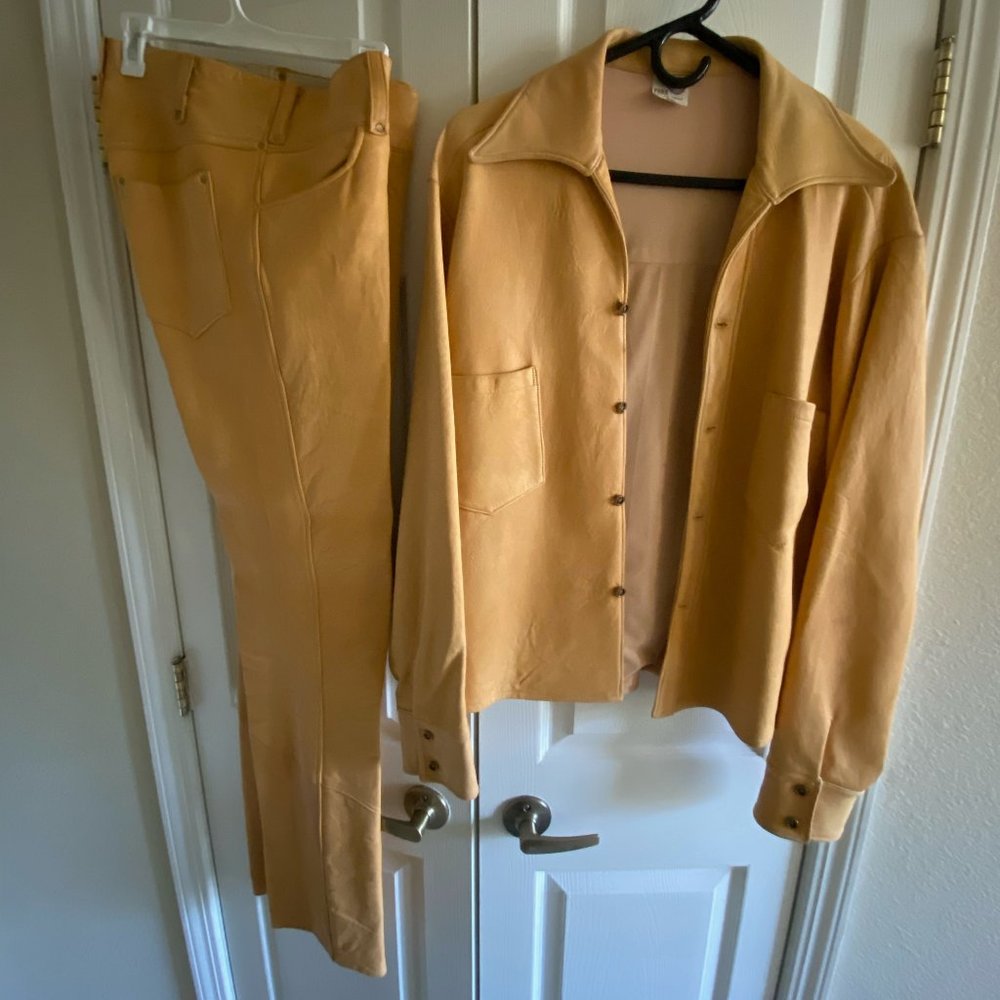 Retro 70's Buckskin Blazer and Pants Suit Set